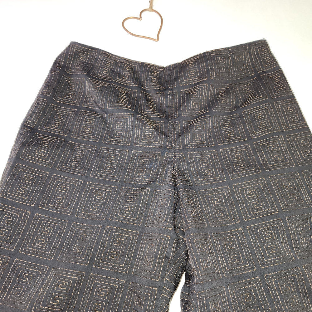 ⭐Talbots Embroidered Ankle Pants – Black | Size 12 | Greek Key Pattern Lined